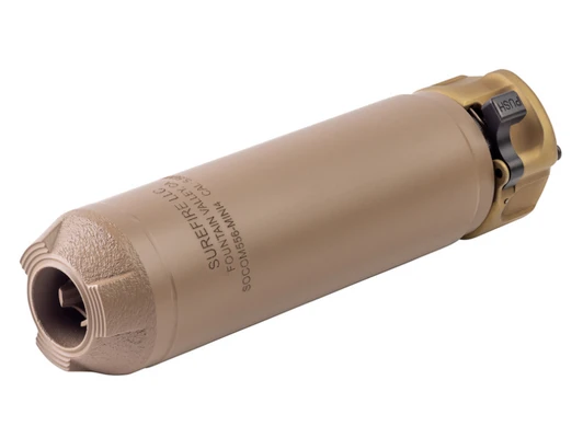 SUREFIRE SOCOM RC4 MINI RIFLE SUPPRESSOR 556 3D PRINTED INCONEL CONSTRUCTION 14.5 OUNCES 5.5'' LENGTH LOW BACK PRESSURE END MOUNT FAST ATTACH CERAKOTE FINISH FDE