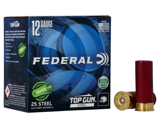 FEDERAL TOP GUN PAPER WAD 12 GAUGE 2.75'' #7.5 1 OUNCE 1250 FPS STEEL SHOT 25 ROUND BOX