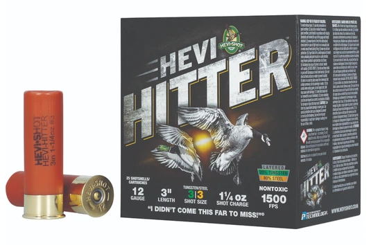 HEVI-SHOT HEVI HITTER 12 GAUGE 3'' #4 MAX DRAM 1 1/4 OZ TUNGSTEN/STEEL 25 ROUND BOX