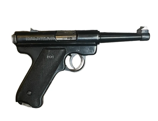 RUGER MARK I 22LR SEMI-AUTO PISTOL 1 MAGAZINE + LEATHER HOLSTER - NO ORIGINAL BOX - PREOWNED