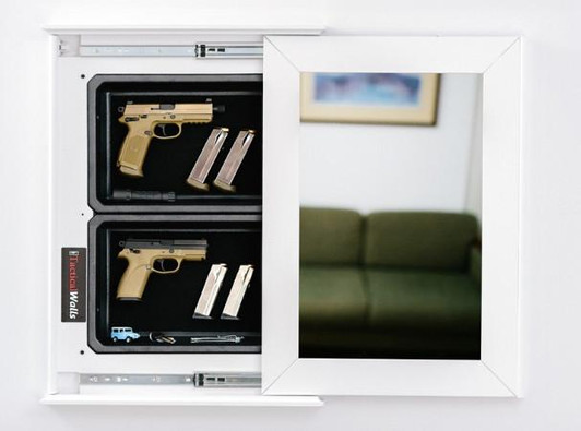 TACTICAL WALLS 1420M BUNDLE PISTOL CABINET WITH MIRROR - WHITE
