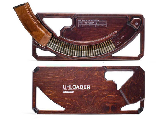 PODAVACH U-LOADER MAGAZINE LOADER AR15 CALIBERS - NATURAL WOOD