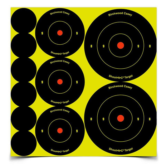BIRCHWOOD CASEY SHOOT N SEE BULLS EYE TARGET 1",2",3"