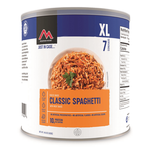 MOUNTAIN HOUSE FREEZE DRIED CLASSIC SPAGHETTI WITH MEAT SAUCE XL - 7 SERVINGS CAN