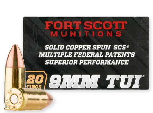 FORT SCOTT MUNITIONS 9MM TUI TUMBLE UPON IMPACT 115 GRAIN AMMUNITION - 20 ROUND BOX