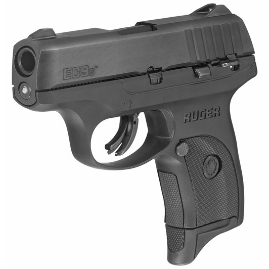 RUGER EC9S SEMI AUTO COMPACT 9MM 3.1" BARREL 7 ROUND THUMB SAFETY FIXED SIGHTS INTEGRATED INTO SLIDE - BLACK