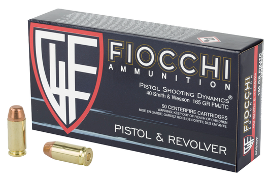 FIOCCHI AMMUNITION CENTERFIRE PISTOL 40S&W 165 GRAIN FULL METAL JACKET 50 ROUND BOX
