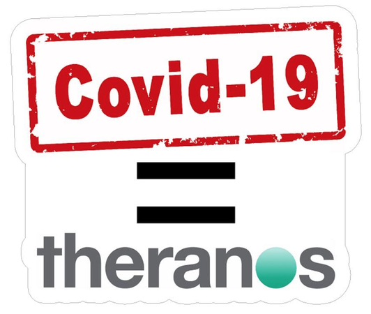 COVID-19 = THERANOS STICKER 8''