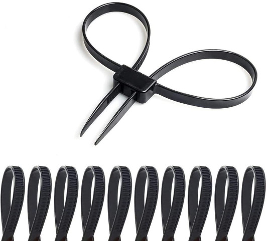TOOL GADGET ZIP TIE HANDCUFFS BLACK FLEX CUFFS 10 PCS DOUBLE LOCKING ZIP TIES RESTRAINTS NYLON CABLE TIE HEAVY DUTY STRENGTH 250 LBS LENGTH: 27 1/2"(Black)