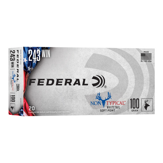 FEDERAL NON TYPICAL WHITETAIL 243 WIN 100 GRAIN SOFT POINT AMMUNITION - 20 ROUND BOX