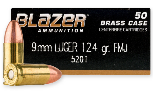 CCI BLAZER 9MM 124GR BRASS CASED FMJ - 1000 ROUND CASE