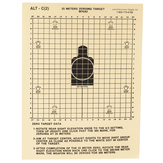 ACTION TARGET 25 METER M16A2 ZEROING TARGET 100 PER BOX