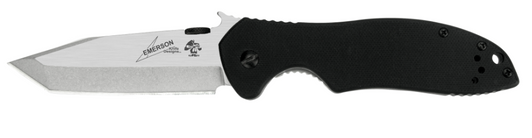 KERSHAW EMERSON CQC, 3.25" TANTO POINT PLAIN EDGE G10 FRAME CR13MOV -BLACK