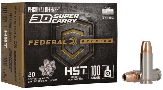 FEDERAL PREMIUM 30 SUPER CARRY 100 GRAIN HST JHP - 20 ROUND BOX
