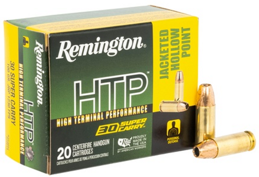 REMINGTON HIGH TERMINAL PERFORMANCE 30 SUPER CARRY 100 GRAIN JACKETED HOLLOW POINT - 20 ROUND BOX