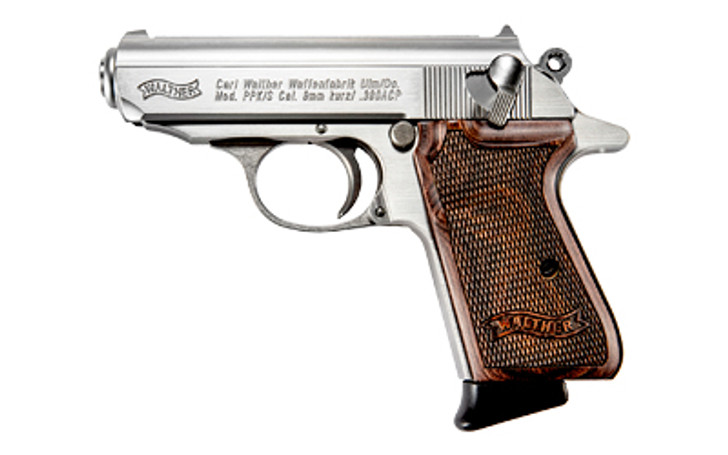 WALTHER PPK/S PISTOL 380 ACP 3.35" BARREL 7 ROUNDS - STAINLESS/WALNUT GRIPS