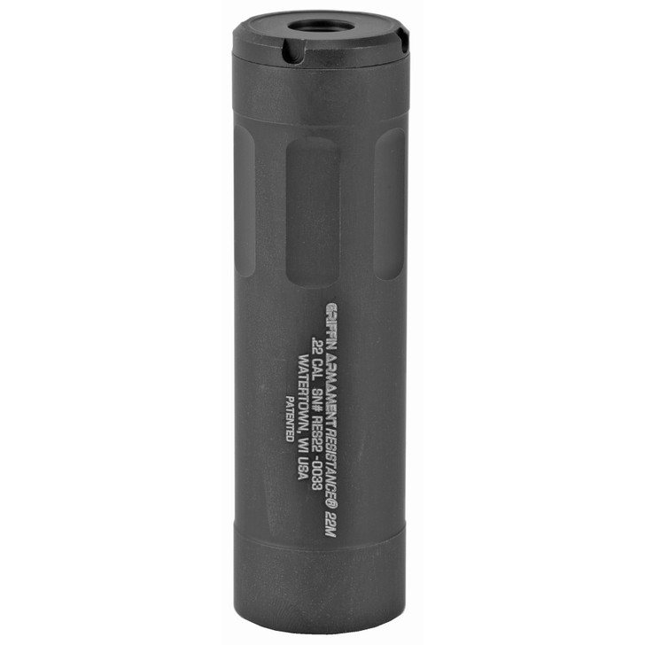 GRIFFIN ARMAMENT RESISTANCE 22M SUPPRESSOR GARES22M-W BLACK 5" 22LR/17HMR/22MAG