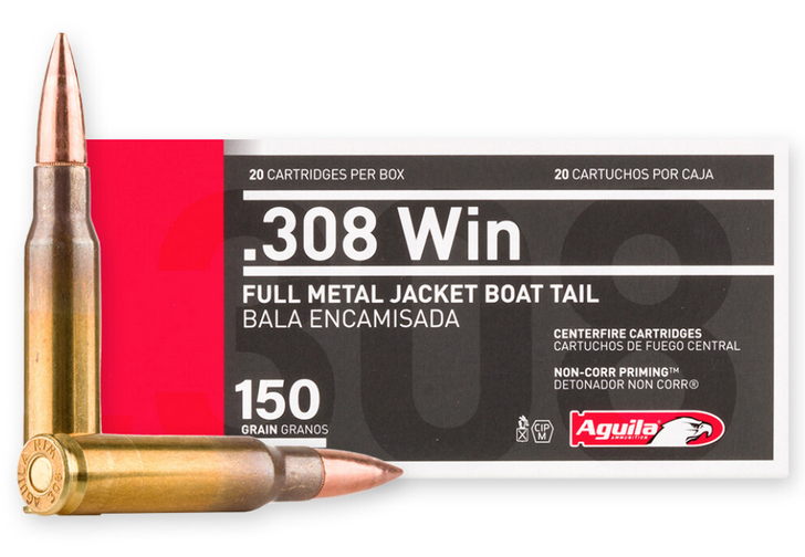 AGUILA .308 WIN (FMJBT) 150 GRAIN AMMUNITION - 500 ROUND BOX