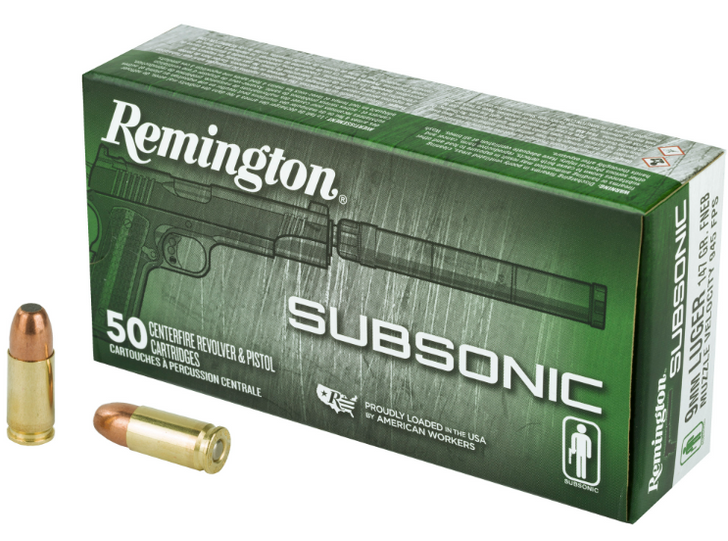 REMINGTON 9MM SUBSONIC 147GR FLAT NOSE 50 ROUND BOX