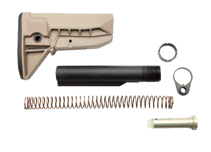 BRAVO COMPANY BCM GUNFIGHTER MOD 0 STOCK KIT SOPMOD RECEIVER EXTENSION QUICK DETACH END PLATE LOCK NUT ACTION SPRING CARBINE BUFFER - FDE