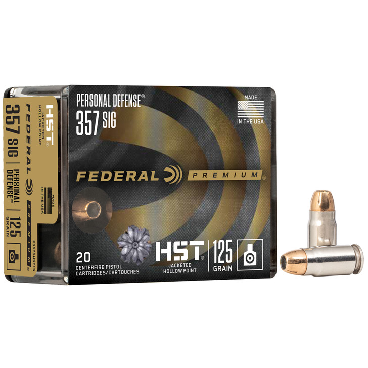 FEDERAL PREMIUM 357 SIG 125 GRAIN JACKETED HOLLOW POINT - 20 ROUND BOX