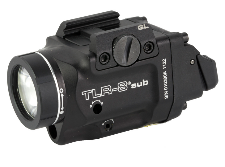 STREAMLIGHT TLR-8 SUB WHITE LED WITH RED LASER FITS GLOCK 43X/48 MOS 500 LUMENS ANODIZED FINISH - BLACK