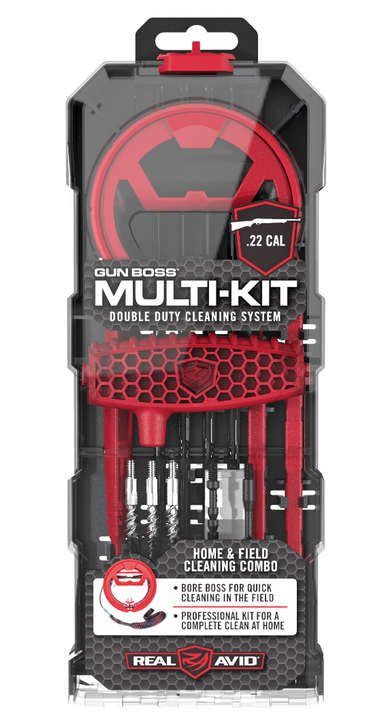 REAL AVID GUN BOSS MULTI-KIT HOME AND FIELD DOUBLE DUTY PROFESSIONAL GUN CLEANING FITS .22 CAL RIFLE