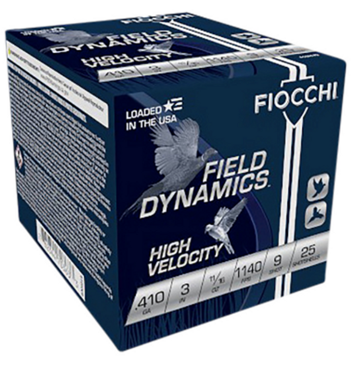 FIOCCHI 410 GAUGE FIELD DYNAMICS HIGH VELOCITY 3'' 11/16OZ #9 SHOT - 25 ROUND BOX