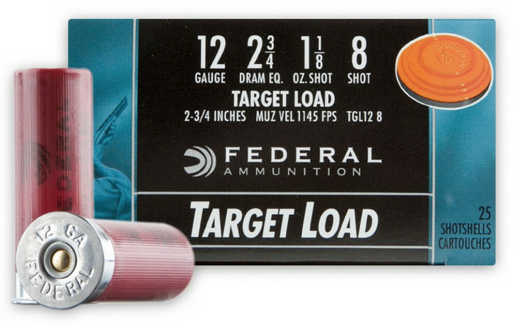 FEDERAL TOP GUN 12 GAUGE 2-3/4'' LEAD SHOT TARGET LOAD 1-1/8 OZ #8 - 250 ROUND CASE