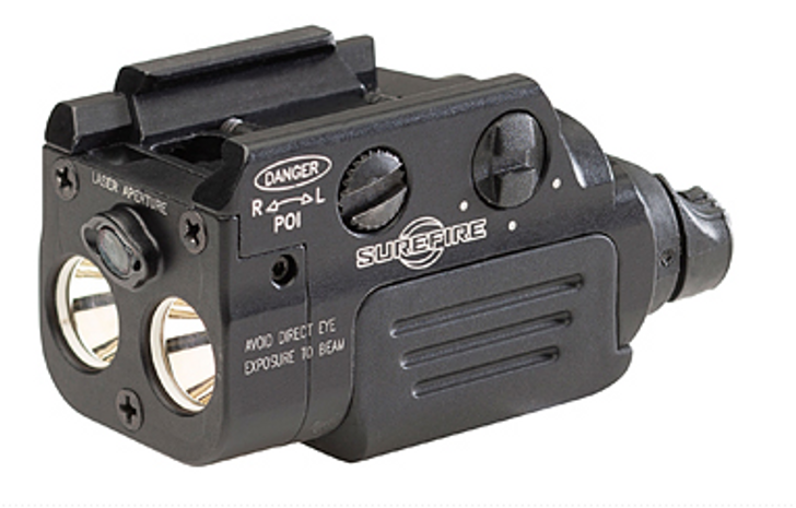 SUREFIRE XRS-A-GN RECHARGEABLE WEAPONLIGHT W/LASER FITS PISTOL AND RAILS 800 LUMENS GREEN LASER ANODIZED FINISH - BLACK