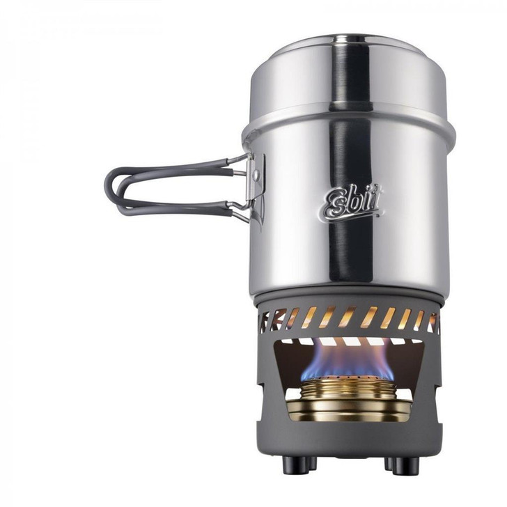 ESBIT 985ML LIGHTWEIGHT STAINLESS STEEL COOKSET W/ ALCOHOL BURNER