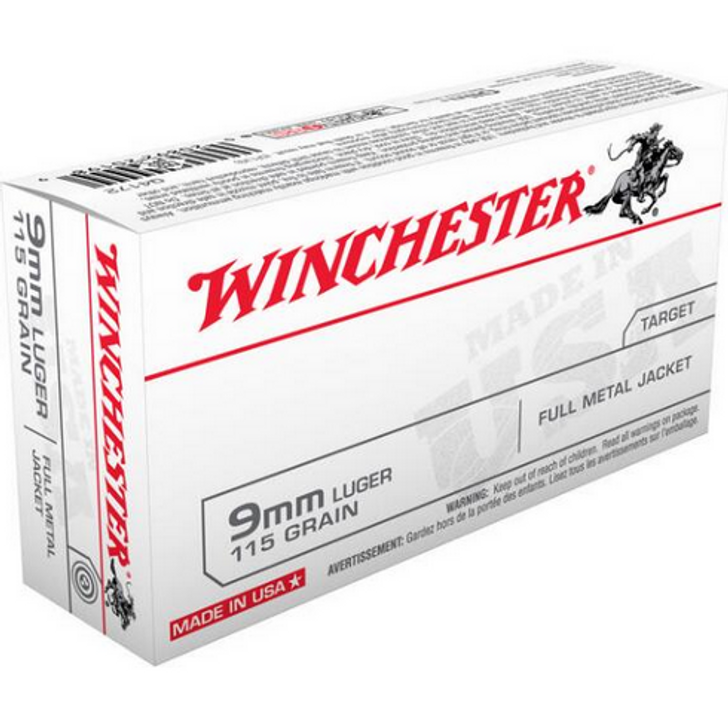 WINCHESTER 9MM LUGER 115 GR. AMMUNITION - 50 ROUNDS BOX