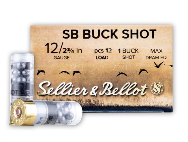 SELLIER & BELLOT 12 GAUGE 00 BUCK 2 3/4 1 1/8OZ 12 PELLETS 25 ROUND BOX