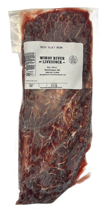 WINDY RIVER LIVESTOCK BEEF FLAT IRON STEAK ALL NATURAL GRASS FED BEEF