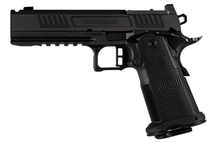 ALPHA FOXTROT AF1911 ROMULUS PISTOL 9MM 5'' MOS ADAPTER BULL RAMPED PORTED DLC BLACK 10 ROUNDS NIGHT FISION CHECKERING BLACK