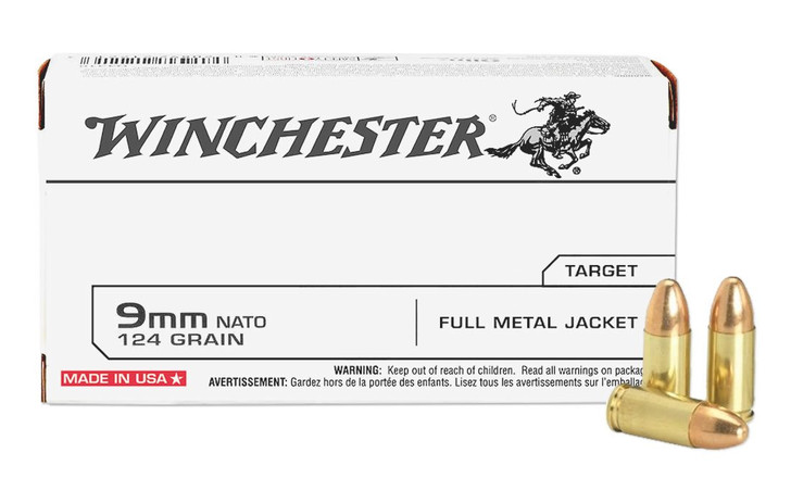 WINCHESTER 9MM 124 GRAIN FMJ NATO 50 ROUNDS