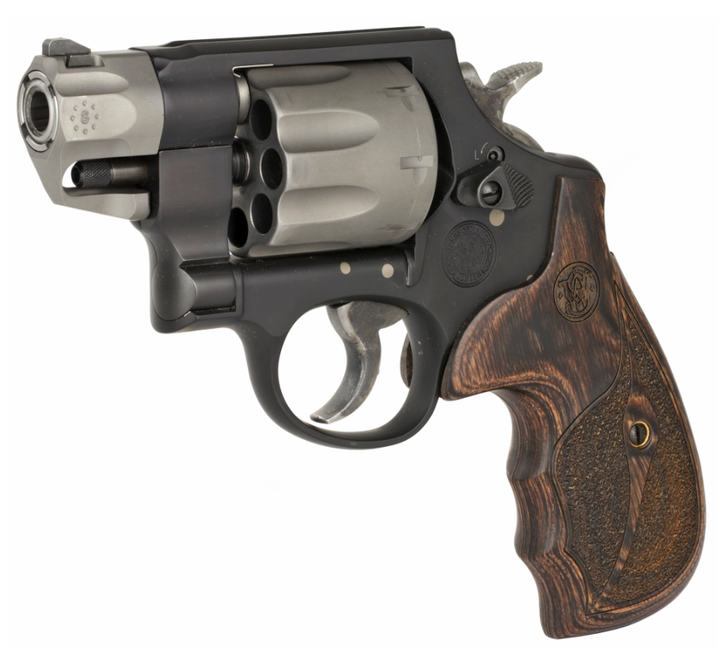 SMITH & WESSON MODEL 327 357 MAGNUM REVOLVER 2'' BARREL SCANDIUM WOOD GRIPS INTEGRAL U NOTCH REAR SIGHT 8 ROUNDS TUNED ACTION - ORIGINAL BOX - PREOWNED