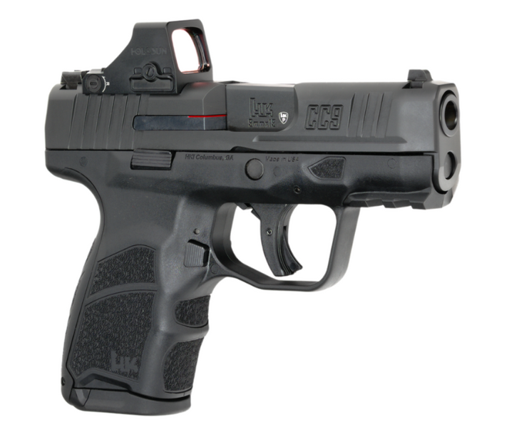 HECKLER & KOCH CC9 9MM PISTOL OPTICS EQUIPPED SUB COMPACT 3.32'' BARREL DLC FINISH NIGHT SIGHTS + HOLOSUN 407K 2 MAGAZINES 10 ROUNDS