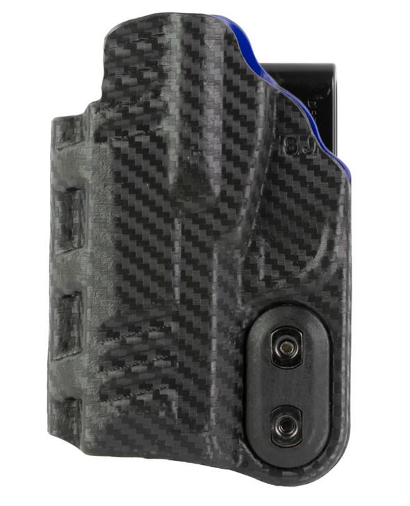 DESANTIS GUNHIDE SLIM TUK IWB P365 AMBI CARBON FIBER EXTERIOR FINISH BLUE KYDEX INTERIOR