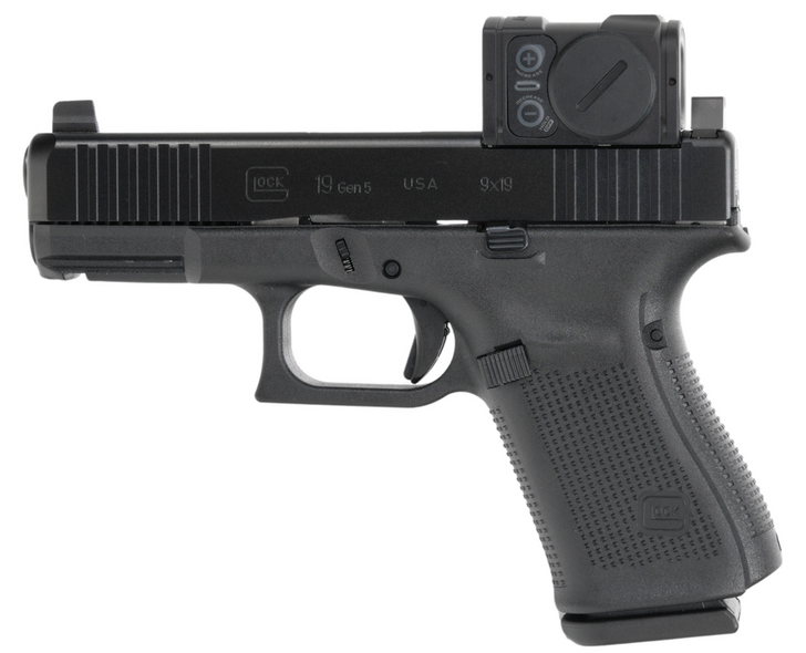 GLOCK 19 GEN 5 MOS SEMI-AUTO PISTOL + AIMPOINT ACRO P-2 3.5 MOA RED DOT 4.02'' BARREL 15 ROUNDS 3 MAGAZINES - BLACK