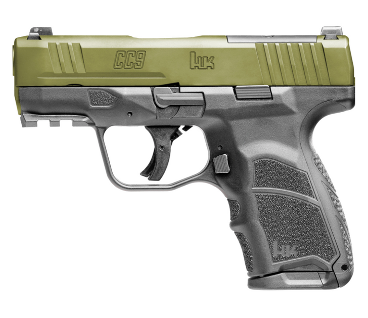 HECKLER & KOCH CC9 9MM PISTOL SEMI-AUTO 3.32'' BARREL CERAKOTE BAZOOKA GREEN SLIDE 10 ROUNDS 2 MAGAZINES
