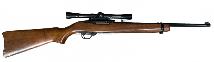 RUGER 10/22 22LR CARBINE 18.5'' BARREL HARDWOOD STOCK + WEAVER SCOPE 1 MAGAZINE - NO ORIGINAL BOX - PREOWNED