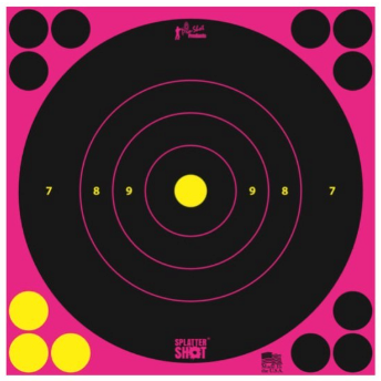 PRO SHOT BULLSEYE 8'' SPLATTER SHOT ADHESIVE TARGET 6 PACK PINK/BLACK