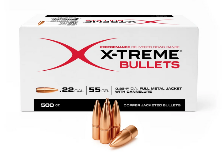 X-TREME 223 (.224) 55 GRAIN FMJ M-193 500 BULLETS