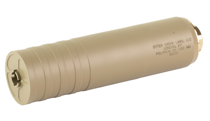 OTTER CREEK LABS POLONIUM RIFLE SUPPRESSOR 308 WIN 7.62MM THREADED 1.375X24 STAINLESS STEEL CONSTRUCTION CERAKOTE FINISH FLAT DARK EARTH