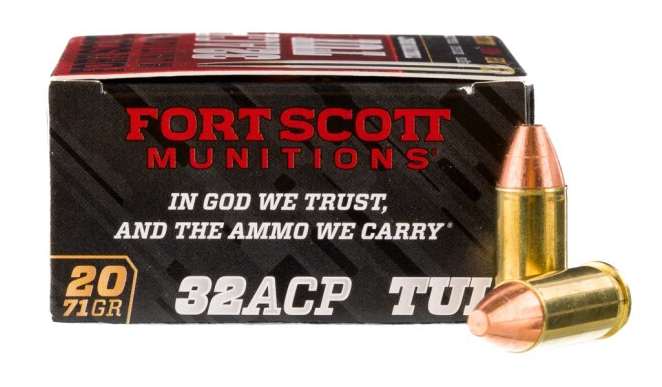 FORT SCOTT MUNITIONS 32 ACP TUI® TUMBLE UPON IMPACT 71 GRAIN SOLID COPPER AMMO - 20 ROUND BOX