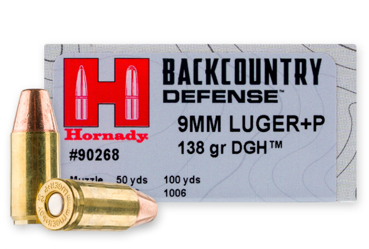 HORNADY BACKCOUNTRY DEFENSE 9MM +P 138 GRAIN DANGEROUS GAME HANDGUN BULLET 25 ROUND BOX