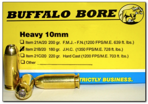 BUFFALO BORE HEAVY 10MM 180 GR JHP AMMUNITION - 20 ROUNDS