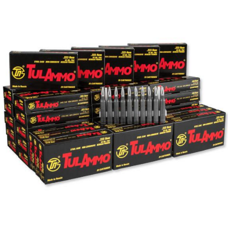 TULAMMO .223 REM 62 GR. FMJ STEEL CASE AMMUNITION - 1000 ROUNDS