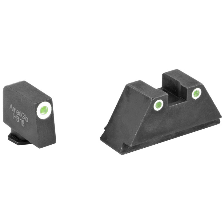 AMERIGLO GL-329 TALL SUPPRESSOR SERIES 3 DOT SIGHT FOR ALL GLOCKS FRONT & REAR SIGHTS - GREEN WITH WHITE OUTLINE